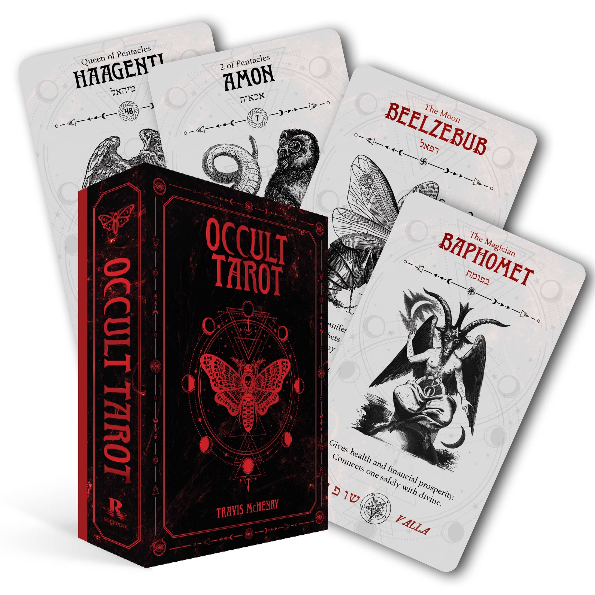 Occult Tarot cards with a black box labeled 'Occult Tarot' on a white background