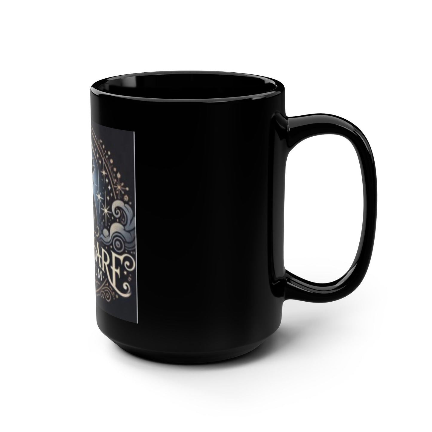 Mystical Moonhare Mug - 15oz Black Ceramic Coffee Cup