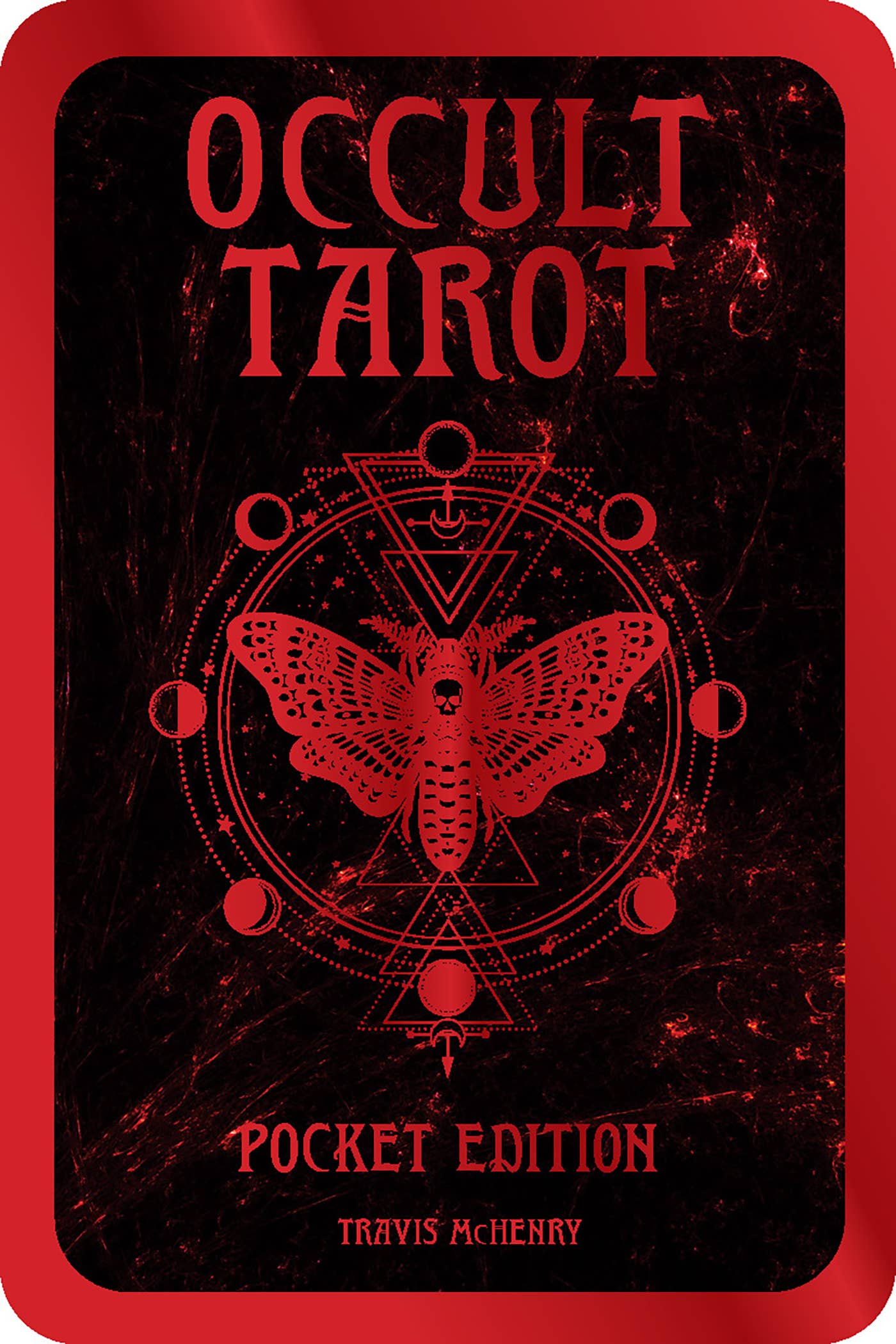 Cover of 'Occult Tarot' pocket edition with red text and butterfly symbol on black background