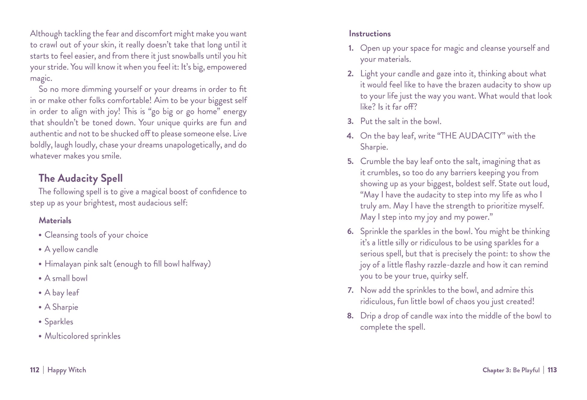 Instructions for an Audacity Spell on a white background