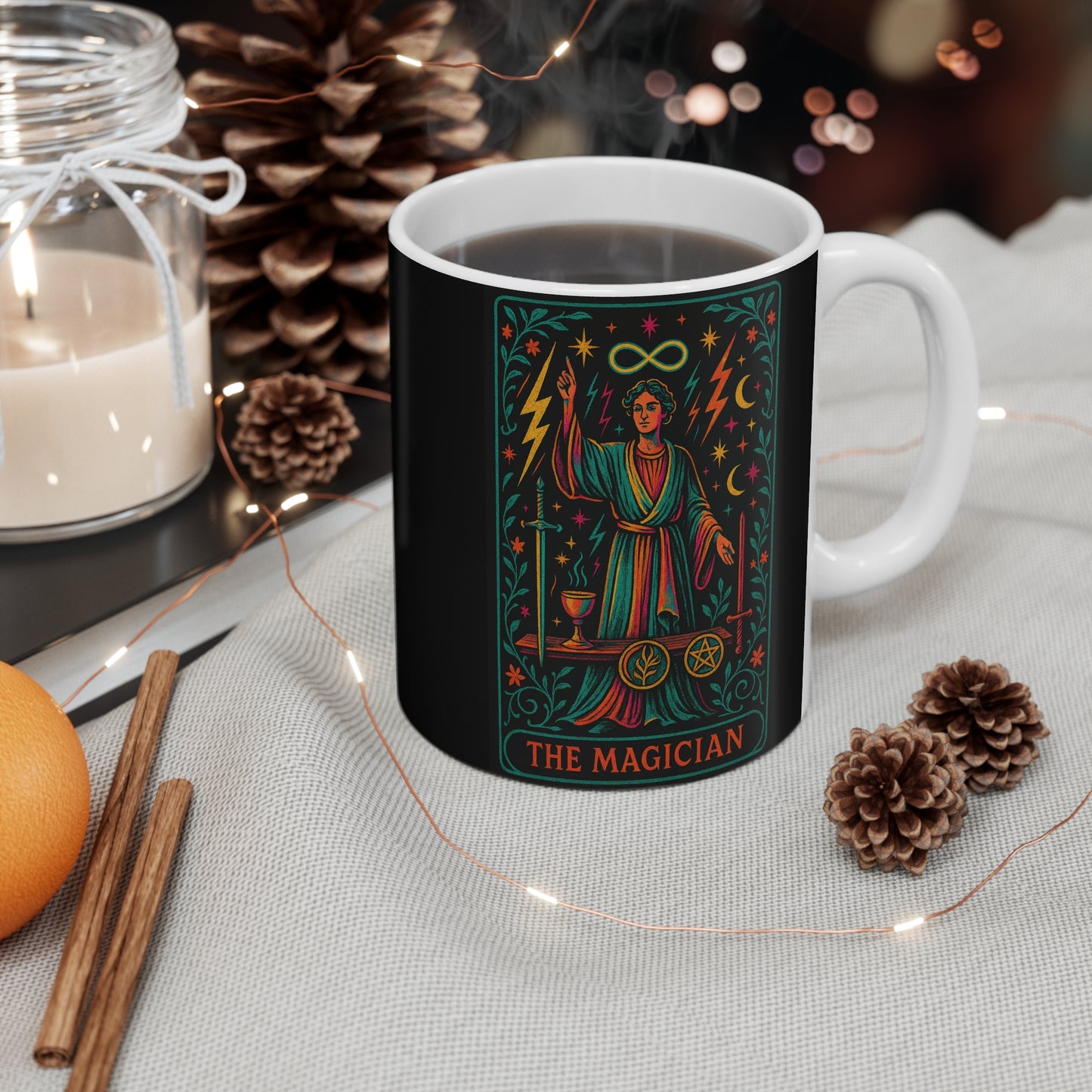 Magician 11oz White Mug – Enchanting Tarot-Inspired Coffee Cup for Spiritual Seekers