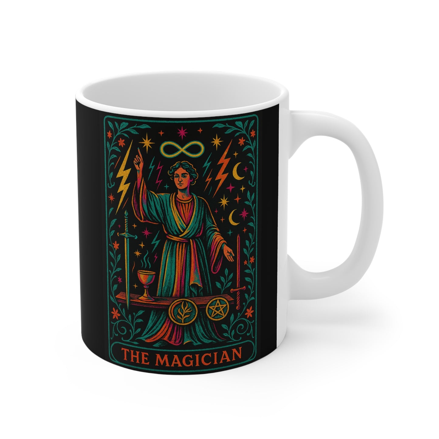 Magician 11oz White Mug – Enchanting Tarot-Inspired Coffee Cup for Spiritual Seekers
