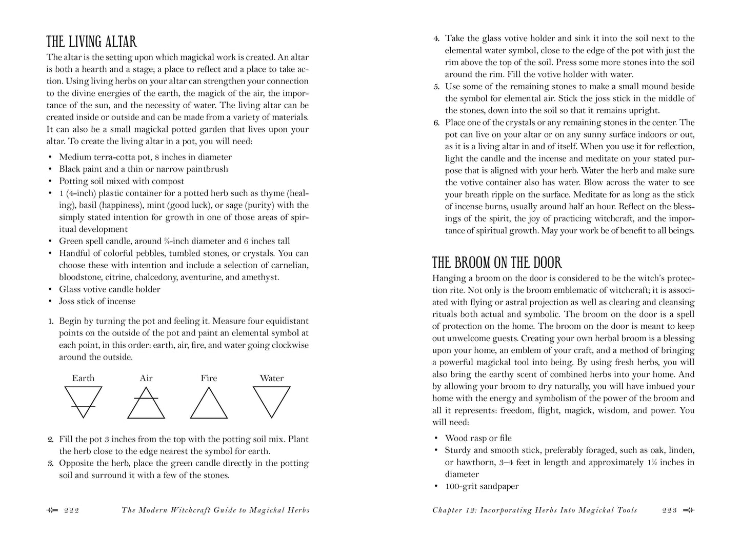 Page from a book titled 'The Modern Witchcraft Guide to Magical Herbs' with text and symbols.