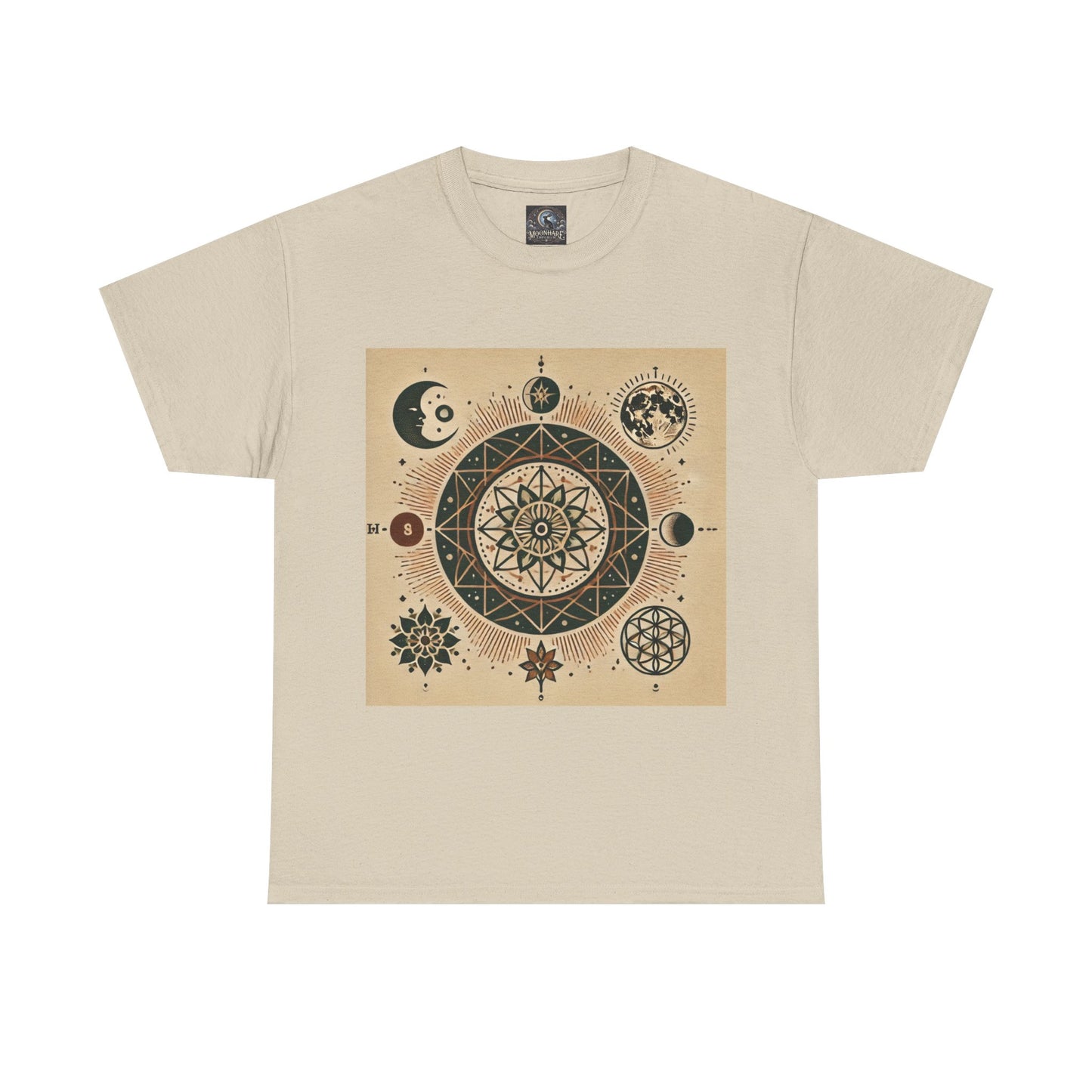 Cosmic Mandala Unisex Heavy Cotton Tee - Spiritual Design for Astrologers & Nature Lovers