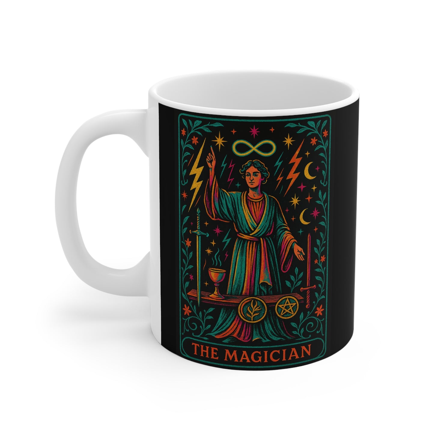 Magician 11oz White Mug – Enchanting Tarot-Inspired Coffee Cup for Spiritual Seekers