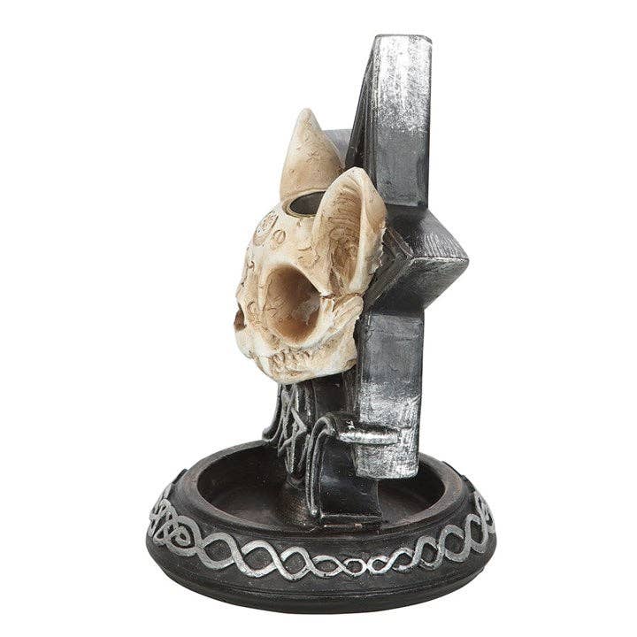 Gothic Cat Skull Backflow Incense Burner