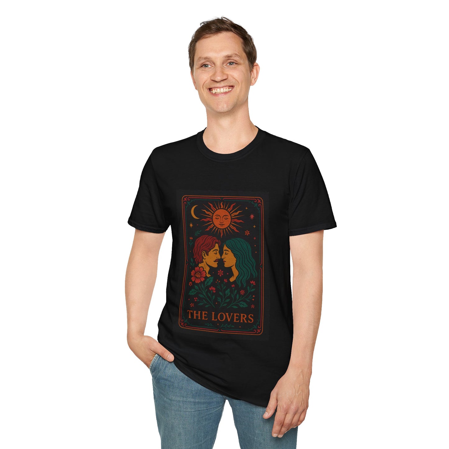 The Lovers Tarot Unisex Softstyle T-Shirt - Romantic Gift for Couples