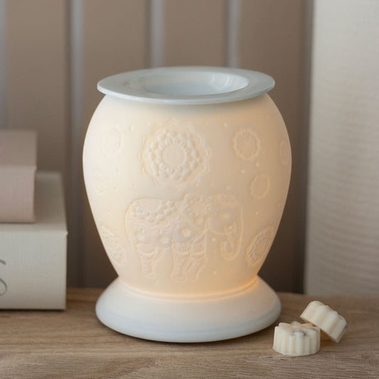 White Ceramic Electric Oil Burner - Elephant