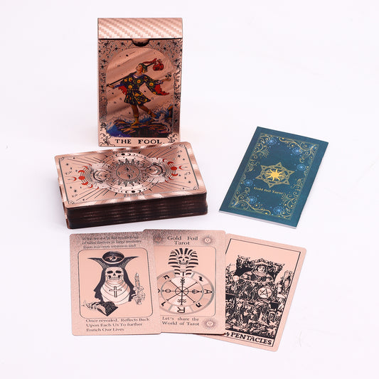 Tarot cards in rose gold foil with moon phase theme design