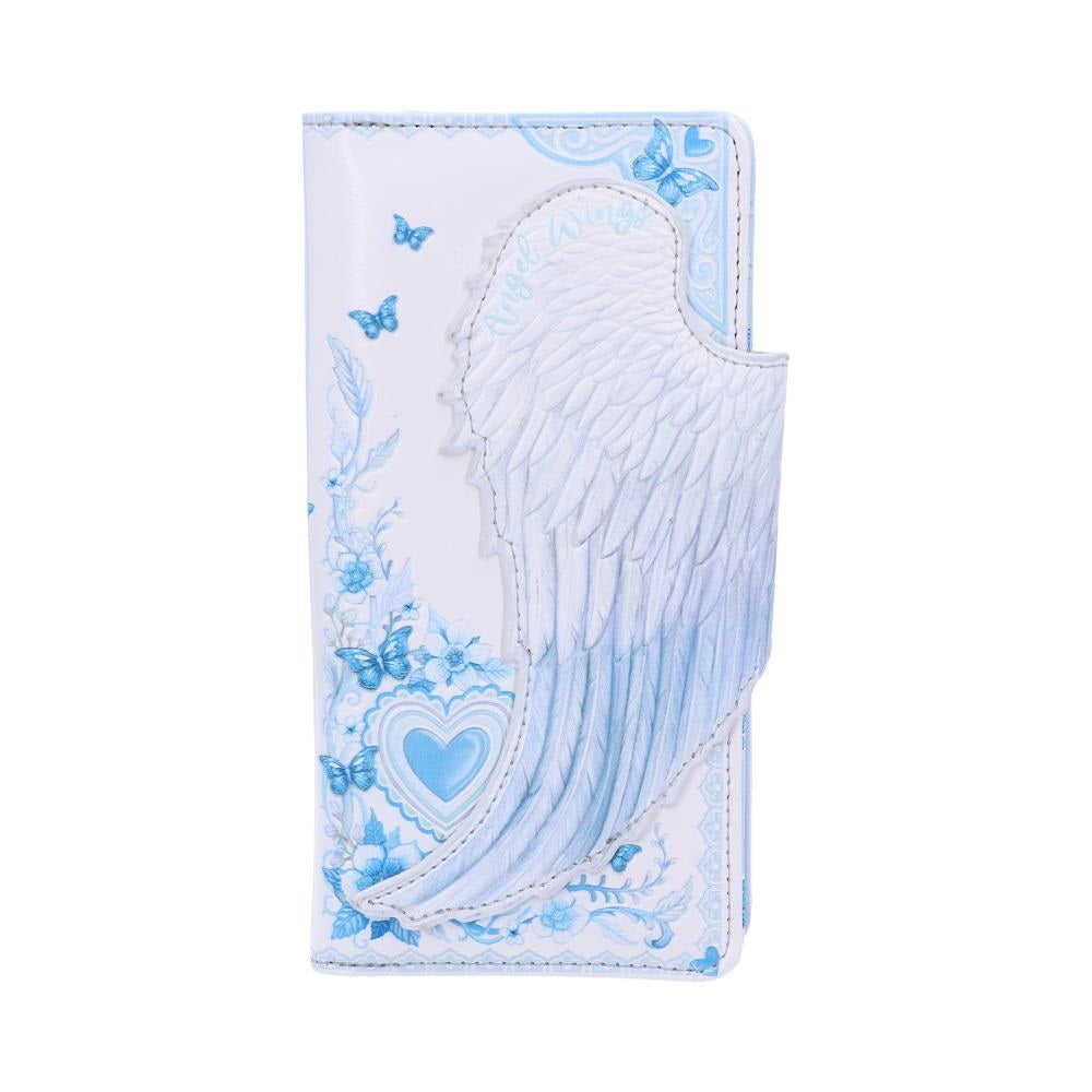 Purse with angel wings and butterflies on a white background