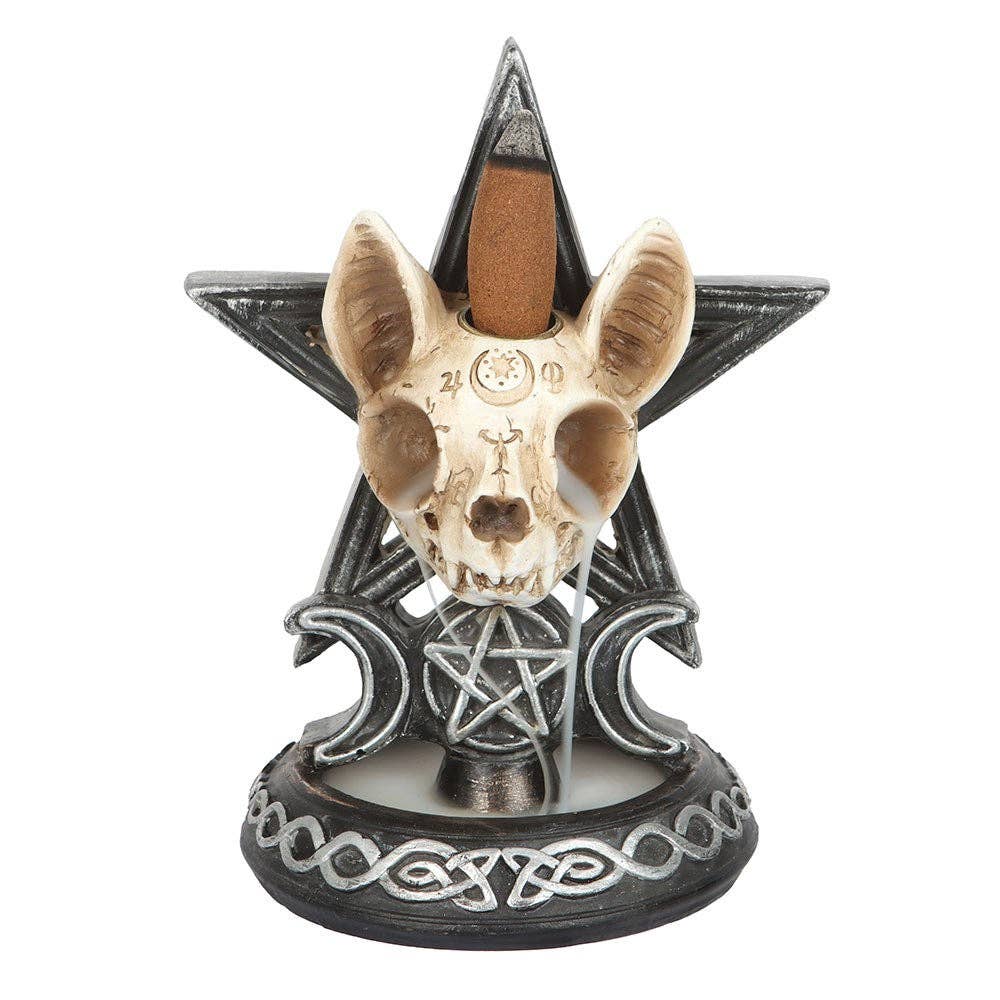 Gothic Cat Skull Backflow Incense Burner