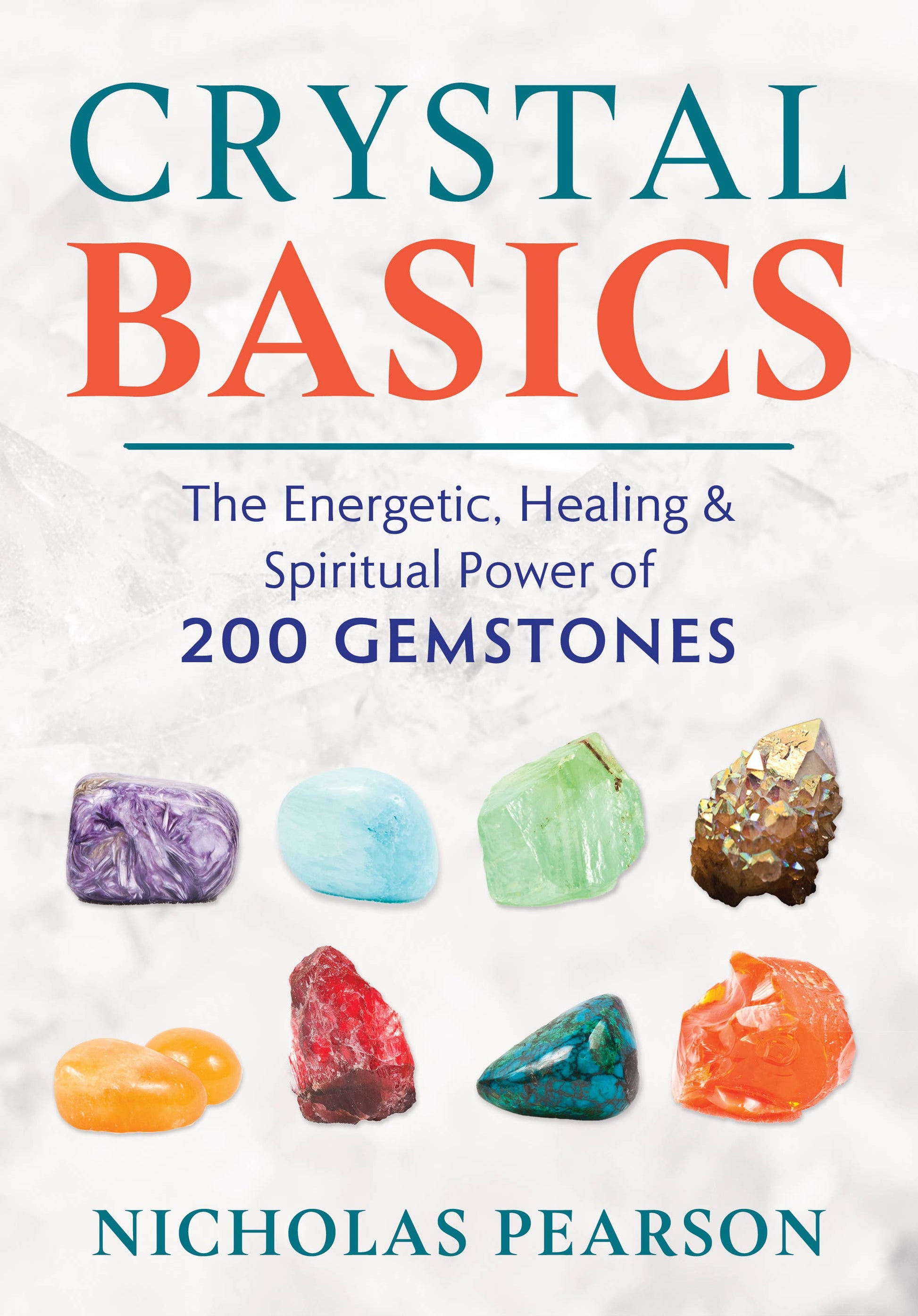 Book cover of 'Crystal Basics' with colorful gemstones on a textured background