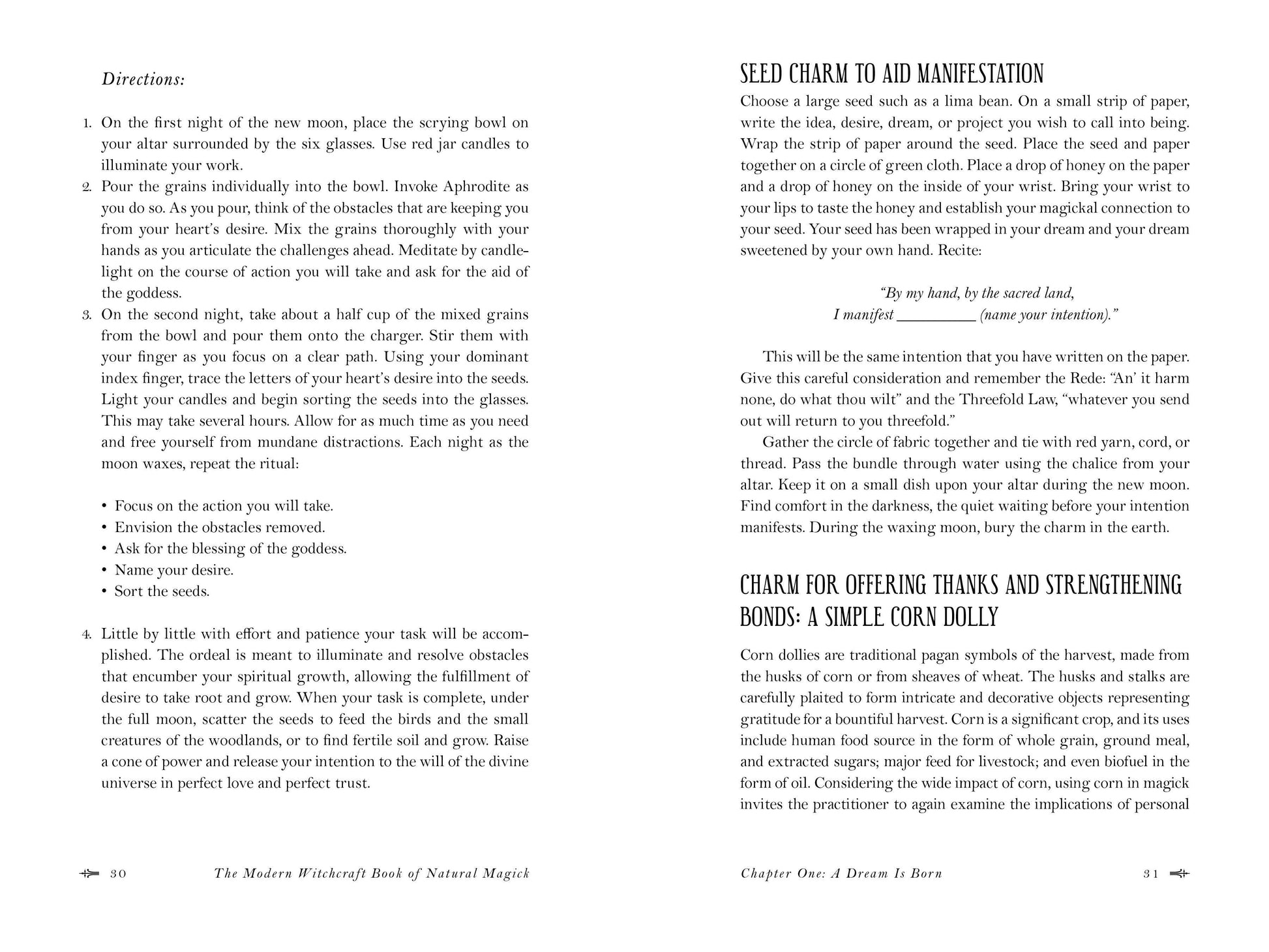 Page from a book titled 'The Modern Witch's Book of Natural Magic' with text and illustrations.