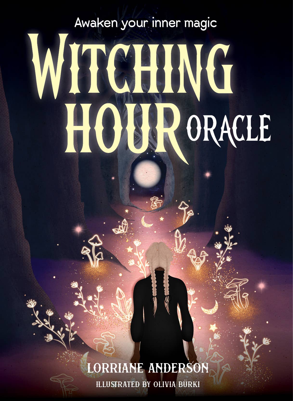 Box cover of 'Witching Hour Oracle' with a person standing in front of a mystical scene.