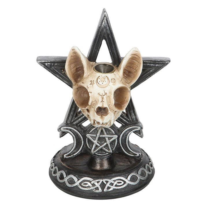 Gothic Cat Skull Backflow Incense Burner