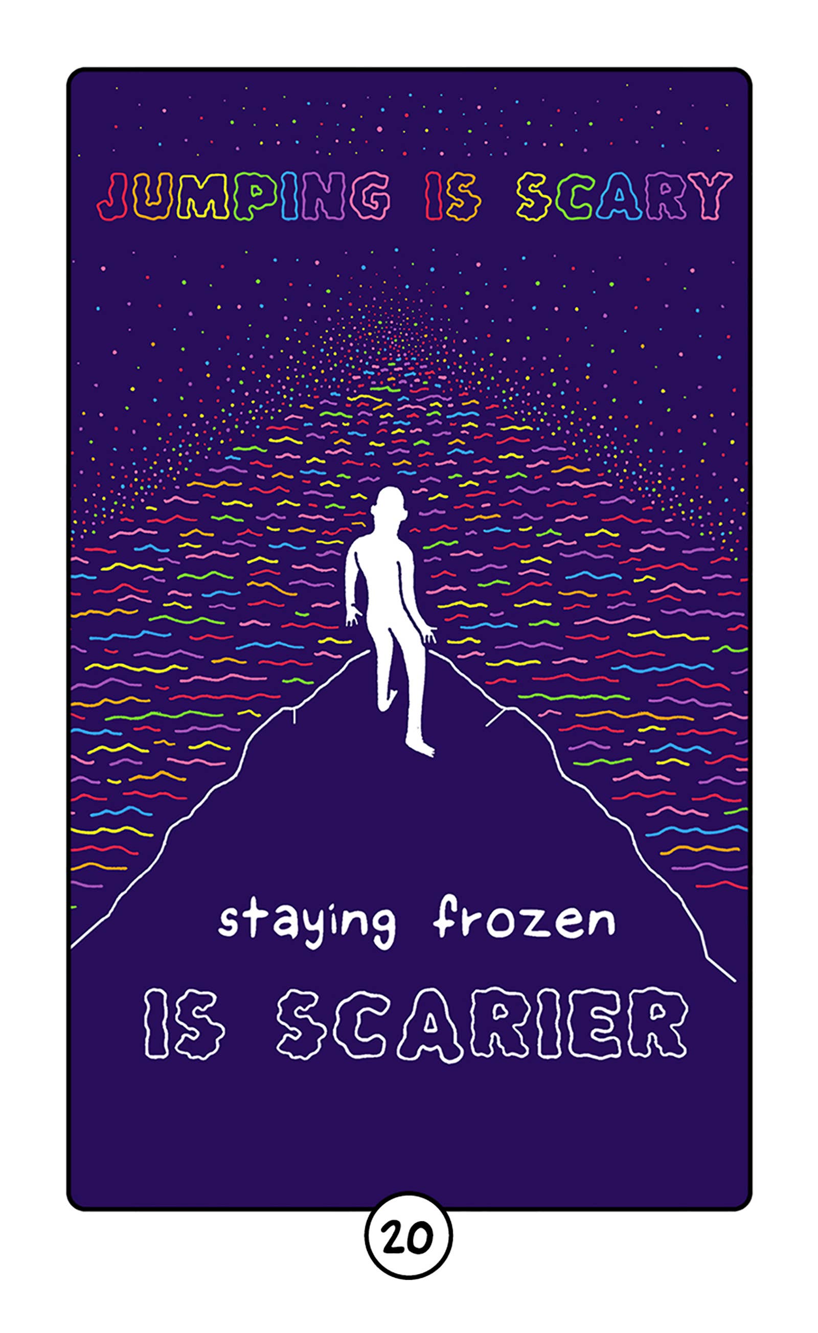 Motivational poster with silhouette of a person on an edge and text about taking action.