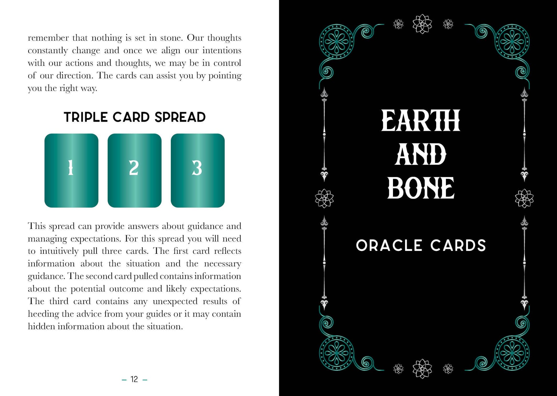 Oralc cards guide with text and design elements on a black background