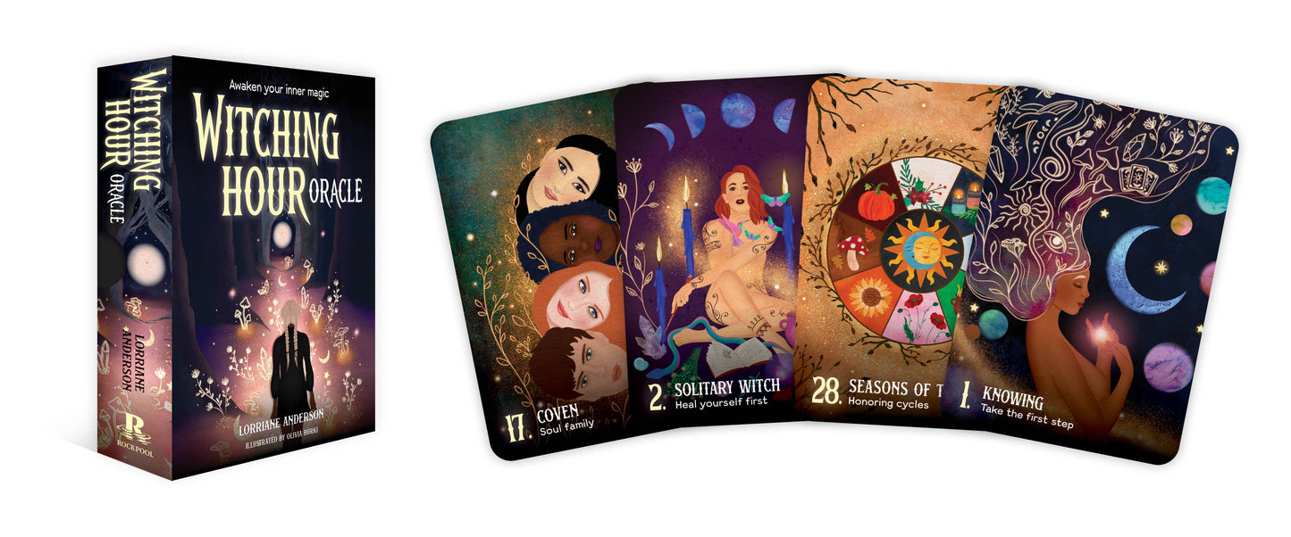 Witching Hour Oracle cards with packaging on a white background