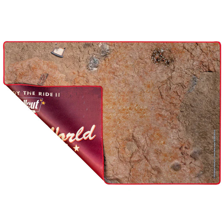 Textured battle mat with a red corner and visible map detail for Nuka-World