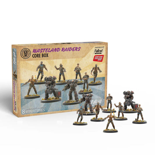 Wasteland Raiders Core Box with miniatures from Fallout on a white background