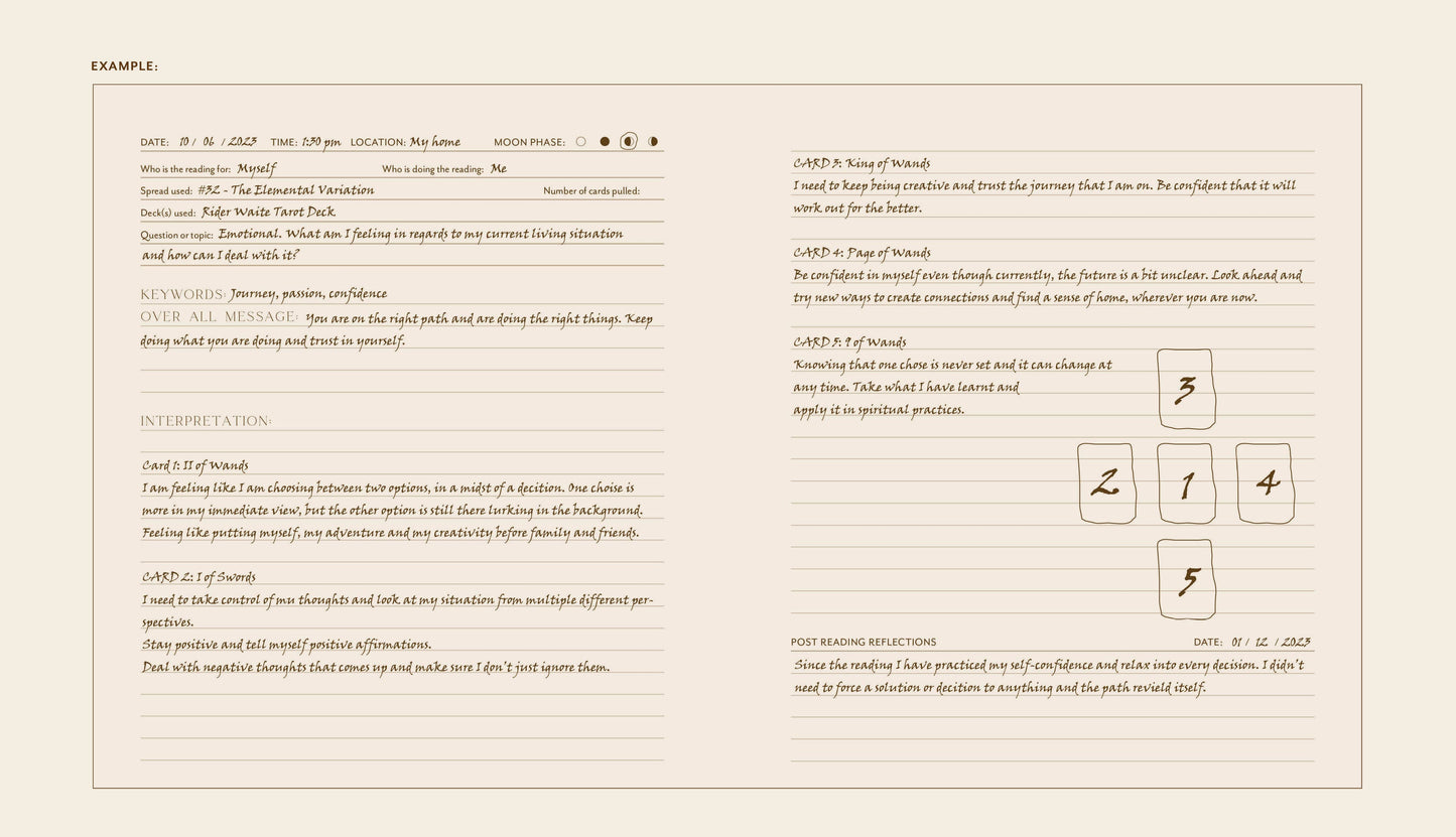 Journal example on a beige background