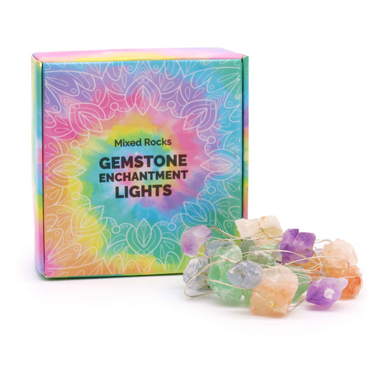 Gemstone enchantment lights with box, multi-coloured on white background