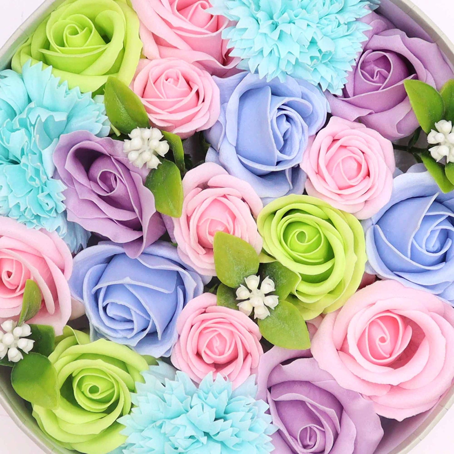 Soap Flower Gift Round Box - Baby Blessings in Blues
