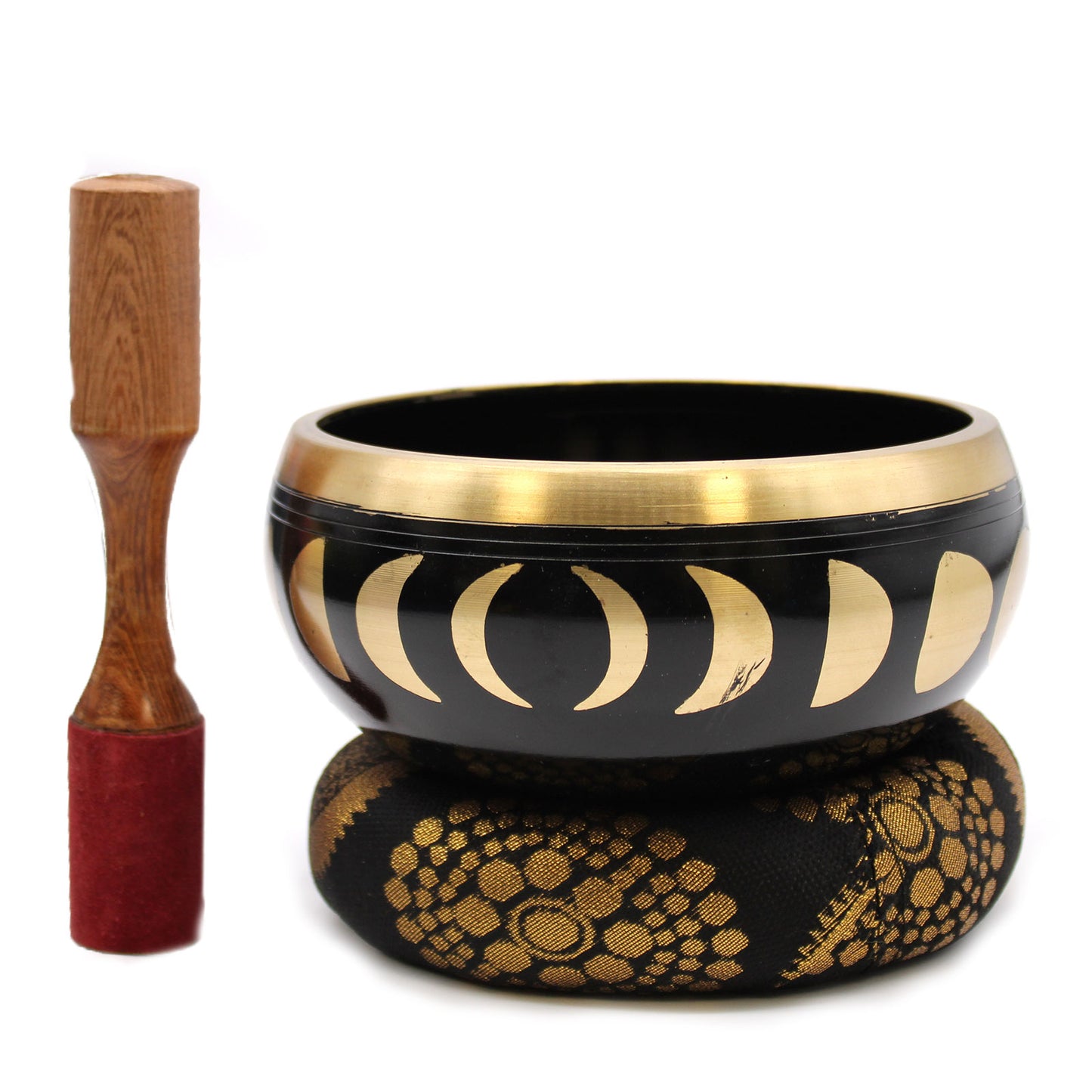 Lrg Moon Phase Singing Bowl Set- Black 14cm TIB-94