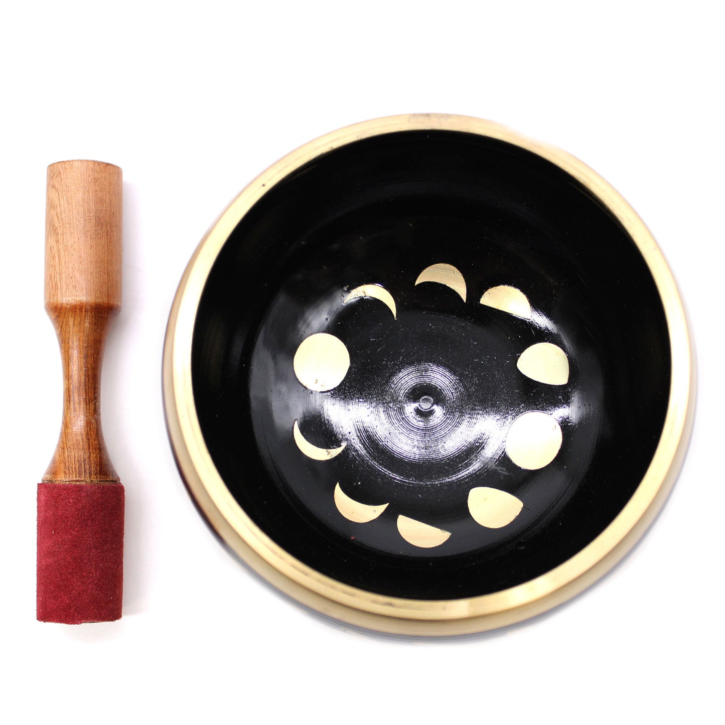 Lrg Moon Phase Singing Bowl Set- Black 14cm TIB-94