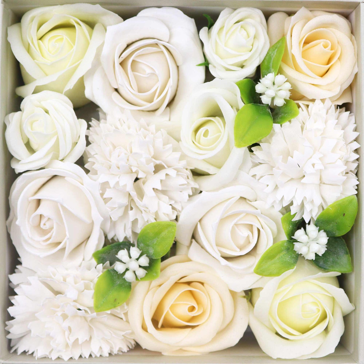 Soap Flower Gift Square Box - Wedding Blessings - White & Ivory